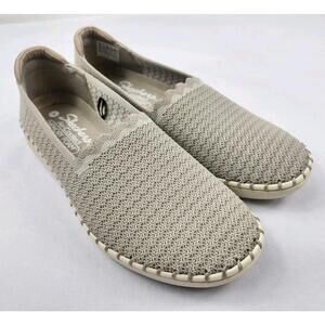 Skechers Womens 8 M Beige Memory Foam Loafer Slip On Casual Flats Shoes NEW